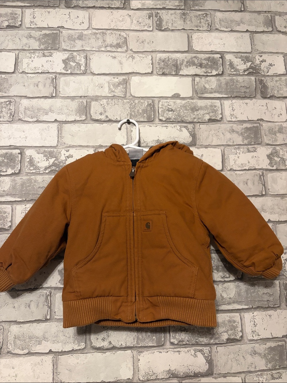 Carhartt Toddler Hooded Puffer Jacket in Rust Brown